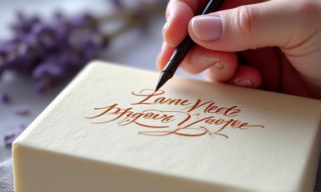 Detalle de caligrafía y jabón artesanal